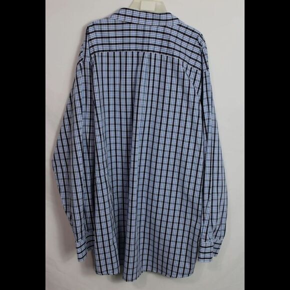 Michael Kors Men's Sz 18 34/35 Button Shirt Long Sleeve Plaid Blue - Picture 2 of 7